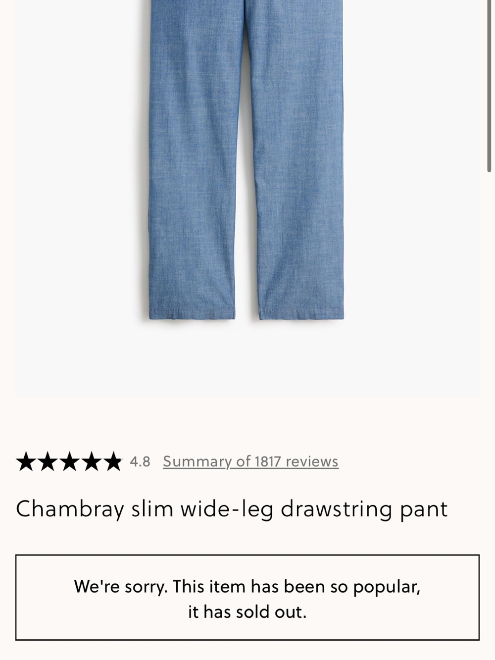 J. Crew Light Blue Chambray Wide-Leg Pants